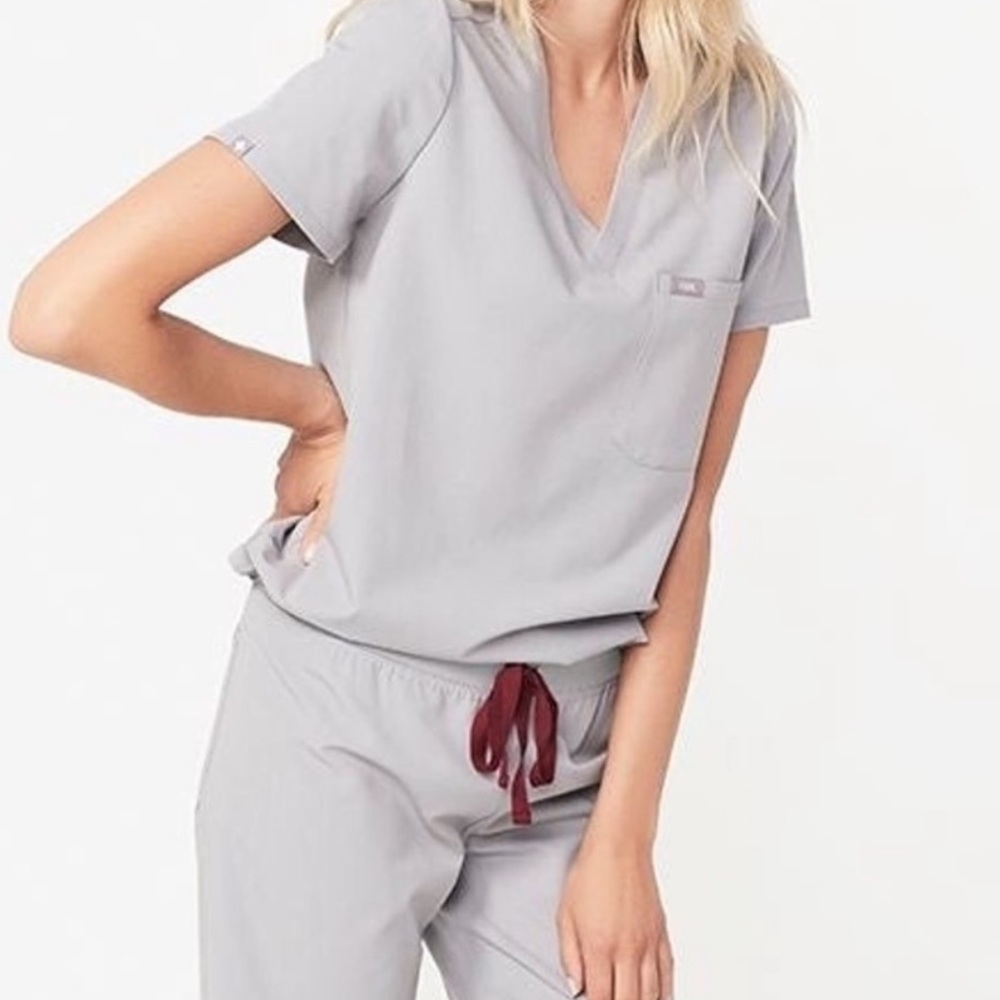Figs Scrubs- Cement- Catarina Top and Zamora Jogger Pants